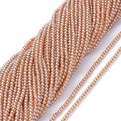 Chapelets de perles en verre électroplaqué, perle plaquée lustre, ronde, Sandy Brown, 2.5mm, Trou: 0.7mm, Environ 177 pcs/chapelet, 14.09 pouce (35.8 cm)