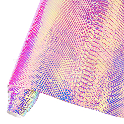 Tela de cuero de pu iridiscente, patrón de cocodrilo, para monedero, maleta, artesanía de costura, colorido, 1350x300x0.5mm