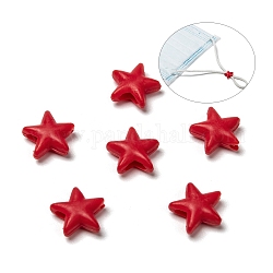 Cerradura de cordón de plástico pvc estrella para tapa de boca, hebillas antideslizantes, ajustador de cuerda, rojo, 10.5x10.5x4mm, agujero: 2.5x4 mm