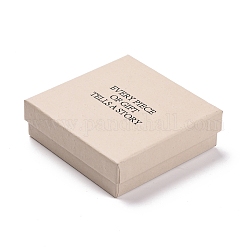 Картонные коробки для упаковки ювелирных изделий, с губкой внутри, для колец, маленькие часы, ожерелья, серьги, браслет, квадрат со словами, papayawhip, 9.15x9.15x2.9 см