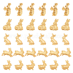 Olycraft 60 шт. 5 стиля Пасха тема кролик сплав маленькие кабошоны ручной работы, для поделок ювелирные изделия уф эпоксидные аксессуары для рукоделия, золотые, 11.5~16x8~14x1~1.5 мм, 12шт / стиль