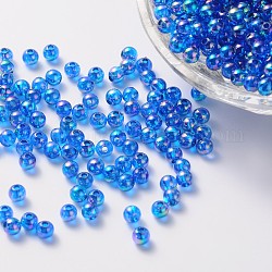 Umweltfreundliche transparente Acrylperlen, Runde, AB Farbe, Verdeck blau, 5 mm, Bohrung: 1.5 mm, ca. 8400 Stk. / 500 g