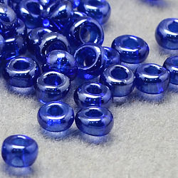 12/0 runde Glasperlen der Klasse a, transparenten Farben lustlos, königsblau, 12/0, 2x1.5 mm, Bohrung: 0.3 mm