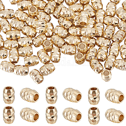 Beebeecraft 100pcs perles en laiton, Plaqué longue durée, baril, véritable 24k plaqué or, 4x3mm, Trou: 1.2mm
