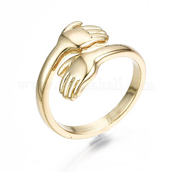 Brass Cuff Rings, Open Rings, Nickel Free, Hug, Real 16K Gold Plated, US Size 6, Inner Diameter: 17mm