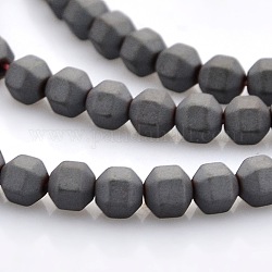 Bereift galvanisieren unmagnetische synthetischen Hämatit facettierte runde Perlen Stränge, schwarz vernickelt, 4x4 mm, Bohrung: 1 mm, ca. 100 Stk. / Strang, 15.7 Zoll