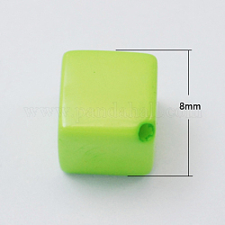 不透明なアクリルビーズ  キューブ  芝生の緑  8x8x8mm  穴：1mm  約880個/500g