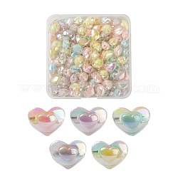 150pcs 5 couleurs perles acryliques transparentes, Perle en bourrelet, couleur ab , cœur, couleur mixte, 13x17x9.5mm, Trou: 2.5mm, 30 pcs / couleur