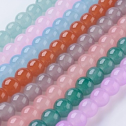Glass Beads Strands, Imitation Jade, Round, Mixed Color, 6mm, Hole: 1.4mm, about 67pcs/strand, 15.7 inch(40cm)