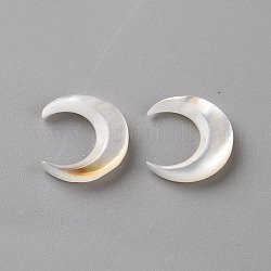 Perles de coquillage blanc naturel, pas de trous / non percés, lune, 12x10x2mm