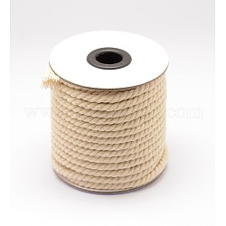 Round Cotton Twist Threads Cords, Macrame Cord, Light Yellow, 4mm, about 20yards/roll
