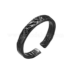 Кольца-манжеты из текстурированного серебра Shegrace 925 из стерлингового серебра, открытые кольца, чеканный, металлический черный, размер США 5, внутренний диаметр: 16 мм