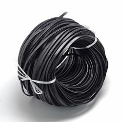 Cordones de cuero, negro, 5x2mm, Aproximadamente 100 yardas / paquete (300 pies / paquete)