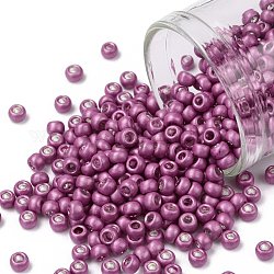 Toho perles de rocaille rondes, Perles de rocaille japonais, mat, (563f) mat galvanisé rose vif, 8/0, 3mm, Trou: 1mm, environ 10000 pcs / livre