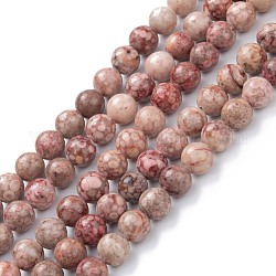 Chapelets de perles maifanite/maifan naturel pierre , teinte, ronde, flamant, 8mm, Trou: 1.2mm, Environ 47 pcs/chapelet, 15.55'' (39.5 cm)