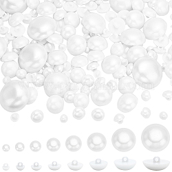 Pandahall Elite 288 pièce, 8 styles, bouton à tige en plastique à 1 trous, champignons, blanc, 8~30x8.5~14.5mm, Trou: 2.5~3.5mm