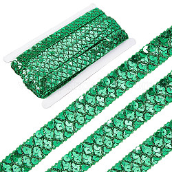 Perline paillette plastico, perle di paillettes, accessori dell'ornamento, 3 rotolo di paillette a righe, rotondo e piatto, verde, 20x1.2mm, 13m / scheda