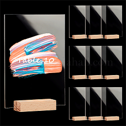 Transparent Acrylic Place Card & Wood Card Holder Set, for Wedding, Party, Restaurant, Rectangle, Clear, 100x25x140mm
