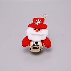 Decorazioni natalizie a tema babbo natale con ciondolo in stoffa, con campane di metallo, rosso, 128mm