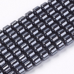 Fili di perline di ematite sintetica magnetica a colonna, nero, 5x5mm, Foro: 0.8 mm, circa 78pcs/filo, 16.5 pollice