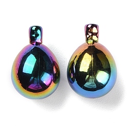 Perles acryliques plaqués UV, iridescent, larme, noir, 26.5x18mm, Trou: 1.8mm