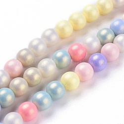 Brins de perles de résine peintes à la bombe, de Style caoutchouté, ronde, colorées, 7.7x7.4mm, Trou: 1.5mm, Environ 50 pcs/chapelet, 14.57'' (37 cm)