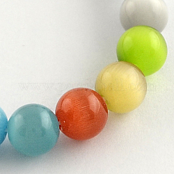 Round Cat Eye Beads Strands, Mixed Color, 10mm, Hole: 1.5mm, about 38pcs/strand, 14.1 inch