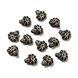 Uv perles acryliques de placage, métal doré enlaça, fleur, noir, 12.5x11x6mm, Trou: 1.5mm, environ 1394 pcs/500 g
