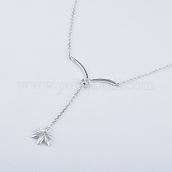 925 подвесные стерлингового серебра ожерелья, с горными хрустальными и кабельными цепями, кленового листа, платина, кристалл
