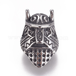 304 из нержавеющей стали бусы, шлем воина викинга, античное серебро, 15.5x10x9 мм, отверстие : 2.5 мм
