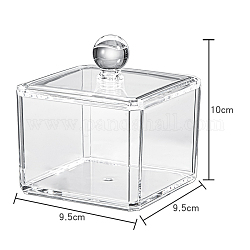 Transparente Aufbewahrungsbox aus Kunststoff, für Wattestäbchen, Wattepad, Schönheitsmixer, Rechteck, Transparent, 9.5x9.5x10 cm