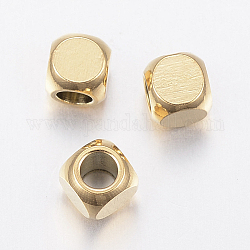 Placcatura ionica (ip) 304 perline in acciaio inossidabile, cubo, oro, 4x4x4mm, Foro: 2.5 mm