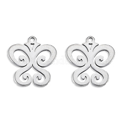 201 Stainless Steel Charms, Butterfly, Stainless Steel Color, 15x13.5x1mm, Hole: 1.2mm