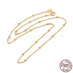 925 collares de cadena satélite de plata de ley, con sello s925, para hacer collares con cuentas, real 18k chapado en oro, 17.72~18.11 pulgada (45~46 cm)
