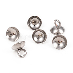 201 Stainless Steel Bead Cap Pendant Bails, for Globe Glass Bubble Cover Pendants, Stainless Steel Color, 7x8mm, Hole: 3mm