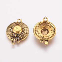 Tibetan Style Pendants, Alloy, Cadmium Free & Nickel Free & Lead Free, Hat, Antique Golden Color, Size: about 26mm long, 19mm wide, 5mm thick, hole: 2mm, 410pcs/1000g