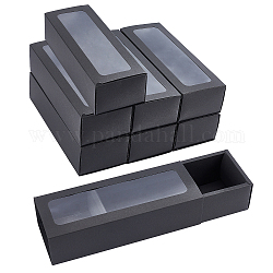 Nbeads 8 pz scatole per cassetti in carta kraft, scatola da regalo nera festival confezione scatole di macaron con vetrina trasparente per caramelle gioielli