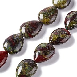 Natural Dragon Blood Beads Strands, Teardrop, 18~19x13~14x7.5~8mm, Hole: 1.2mm, about 22pcs/strand, 15.35''~15.75''(39~40cm)
