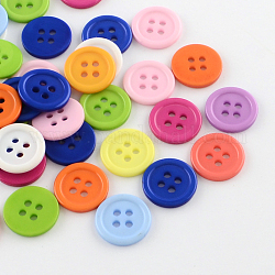 Bottoni di plastica a 4 foro, rotondo e piatto, colore misto, 17x2mm, Foro: 2 mm