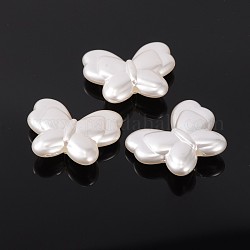 Imitation Pearl Acrylic Butterfly Beads, Antique White, 25x30x8mm, Hole: 2mm, about 180pcs/500g