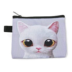 Lindo gato carteras con cremallera de poliéster, monederos rectangulares, monedero para mujeres y niñas, gris oscuro, 11x13.5 cm