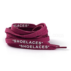 Lacet plat personnalisé en polyester, chaîne de chaussures de baskets plates avec mot, pour enfants et adultes, support violet rouge, 1200x9x1.5mm, 2 pcs / paire