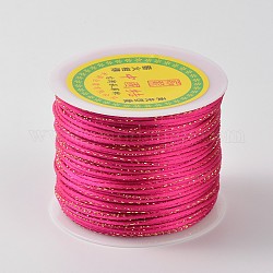 Gold Line Round String Polyester Cords, Fuchsia, 2mm, about 109.36 yards(100m)/roll