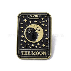 La broche en émail de la carte de tarot de la lune, broche en laiton cuivre rouge pour vêtements sac à dos, noir, 30x22x2mm, pin: 1.3 mm.