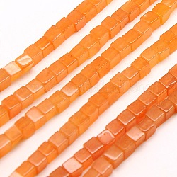 Natural Red Aventurine Cube Beads Strands, 4x4x4mm, Hole: 1mm, about 94~100pcs/strand, 15.7 inch