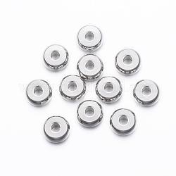 201 Stainless Steel Spacer Beads, Flat Round, Stainless Steel Color, 8x3.5mm, Hole: 2.5mm