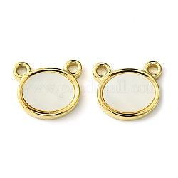 Ion Plating(IP) 304 Stainless Steel Pave Shell Bear Charms, Real 14K Gold Plated, 11x12.5x2mm, Hole: 1.6mm