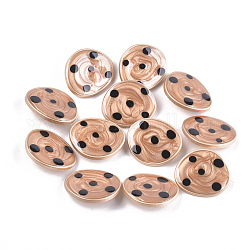 Zinc botones aleación de vástago, con resina epoxi, oval, color dorado mate, arena marrón, 21.5x25x7.5mm, agujero: 2 mm