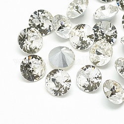 Cabochons en verre avec strass de dos avec point, style craquelé, dos plaqué, facette, diamant, cristal, 6x4mm