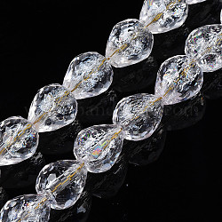Transparentes craquements perles de verre brins, facette, larme, clair, 10x9mm, Trou: 1.2mm, Environ 33 pcs/chapelet, 13.78 pouce (35 cm)